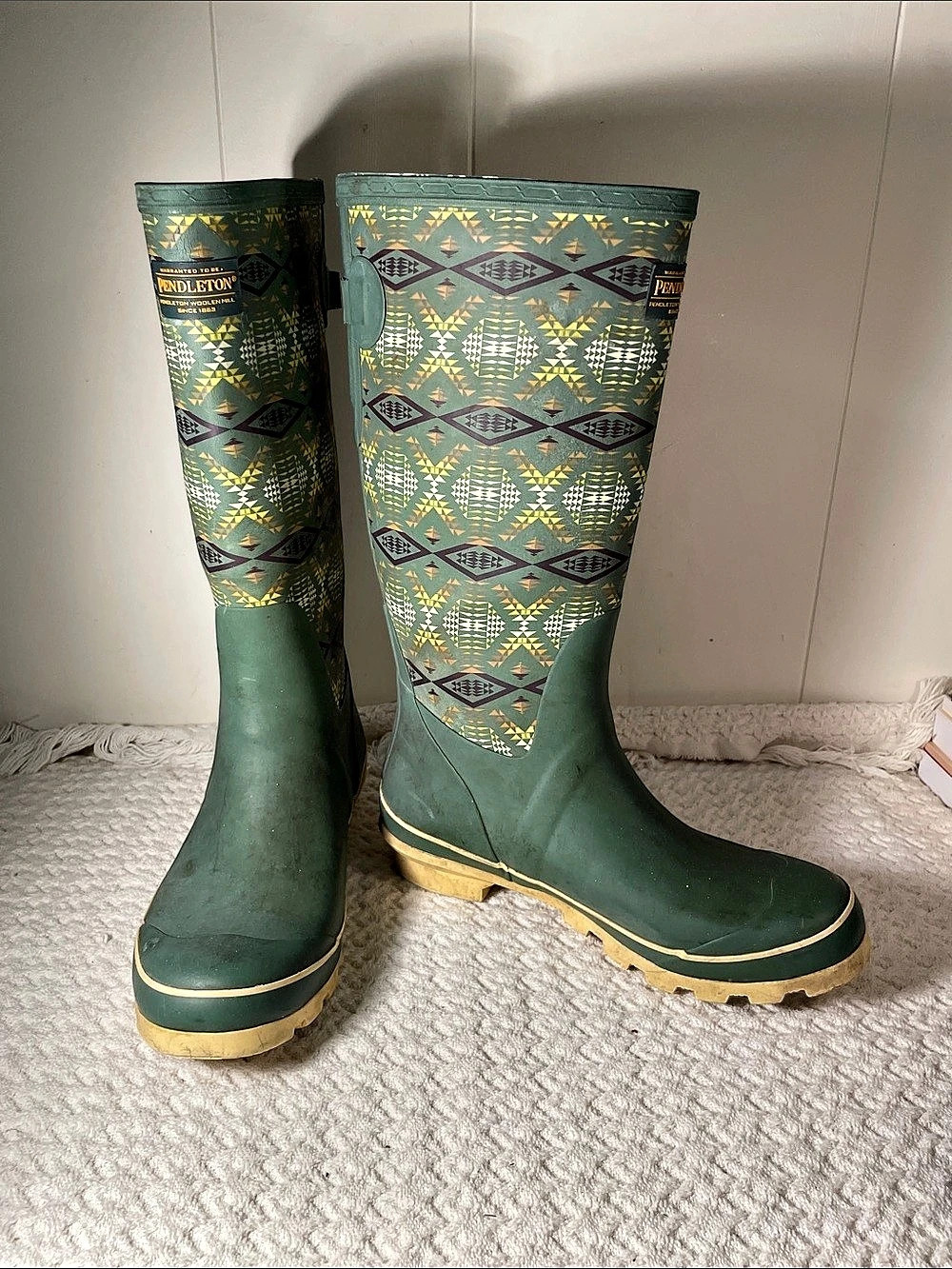 Pendleton Gloss Tall Rain Boots Green & Multicolor US 10